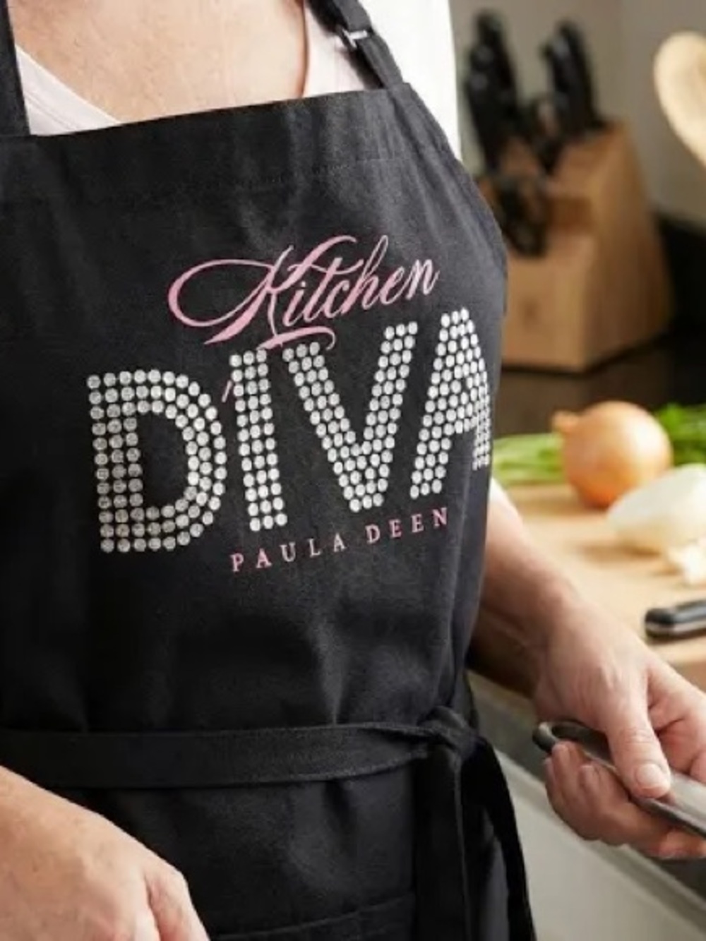 Paula Deen "Kitchen Diva" black bib apron